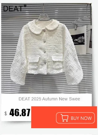 DEAT 2025 Autumn New Fashion Metal Buckle Design Shoulder Strap Denim Short Jacket For Women High Street Coat Female 11A06995
