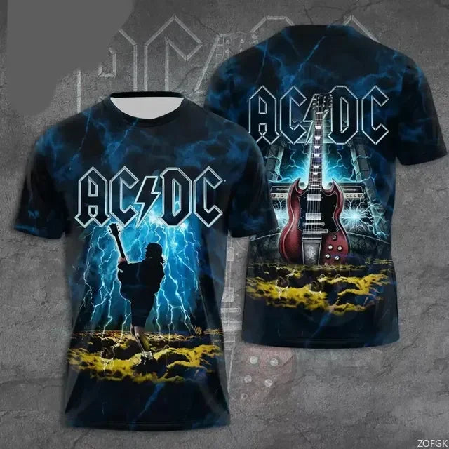 Men's Rock Band T-shirt Summer Trend Street Round Neck Short Sleeved Tops Loose Unisex Clothing