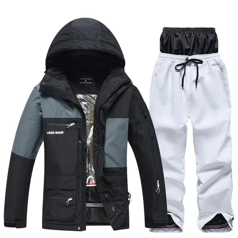 New Men Women Skiing and Snowboard Overalls Ski Suit Winter Thermal Waterproof Windproof Mountain Snowsuit Jacket and Pants Set