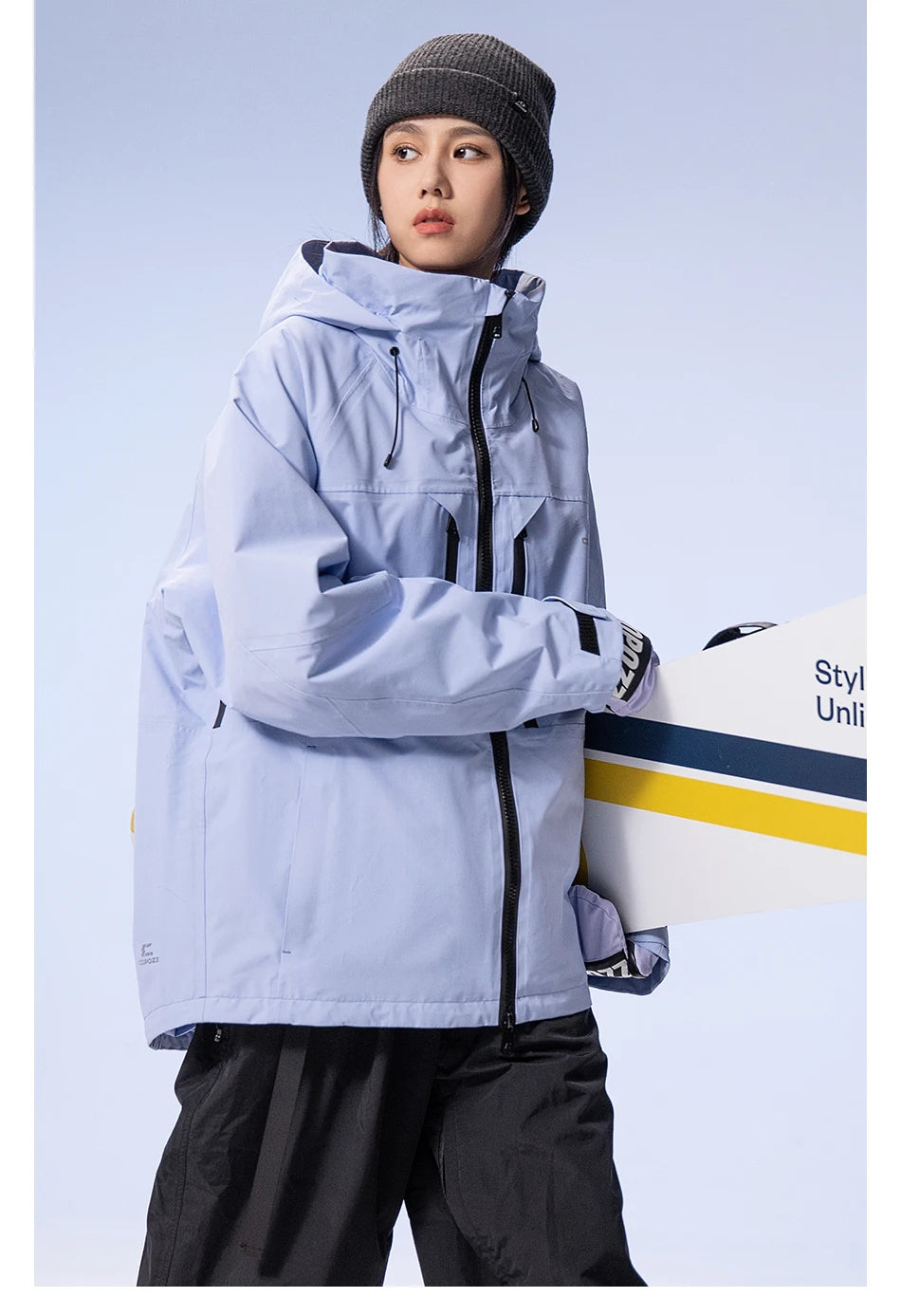 COPOZZ Thicken 3L Ski Jacket Men Women Windproof Waterproof Winter Ski Coat Ski Wear Solid Color Hooded Warm Snowboard Ski Suit