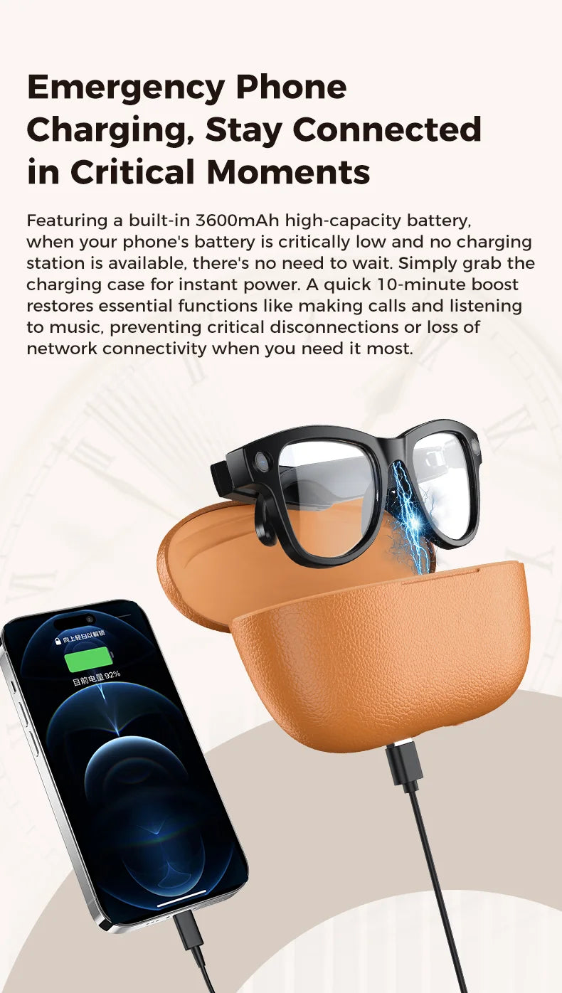 2026New 800W 4K Camera Smart Glasses Men 3600mAh Power Real-timeTranslation Bank 32GB Photo Record Videos Music Sunglasses Women