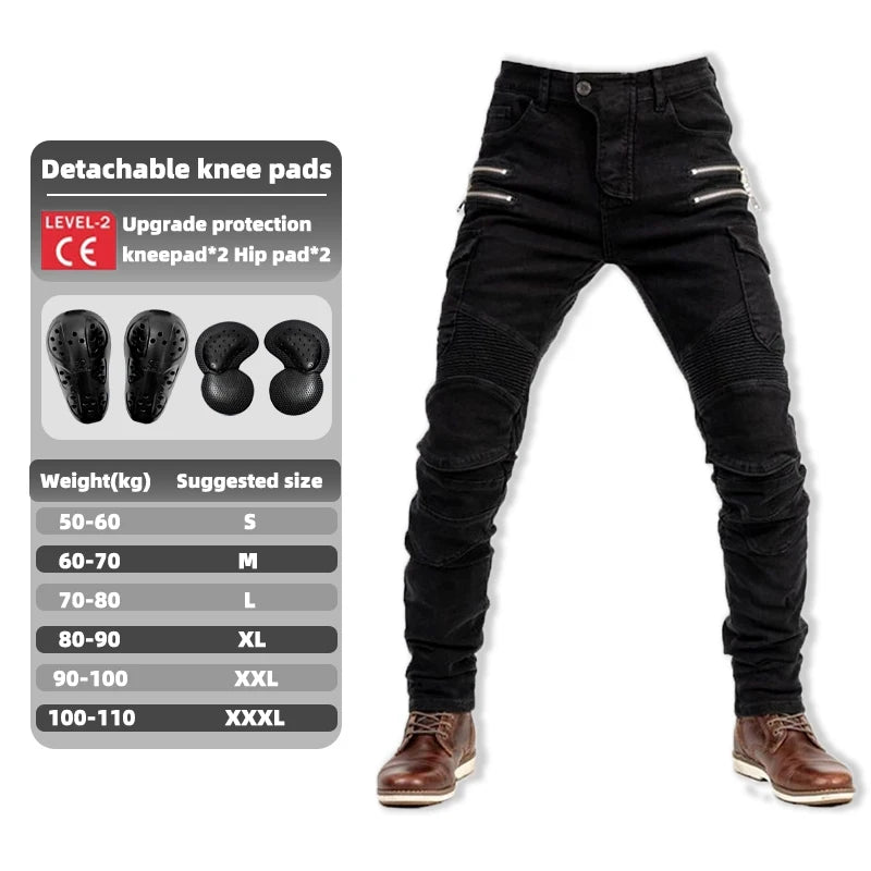 New Double Zipper Metal Style Motocross Trousers Men For Woman Outdoor elasticity Riding Jeans Protective Gear Motorcycle Pants