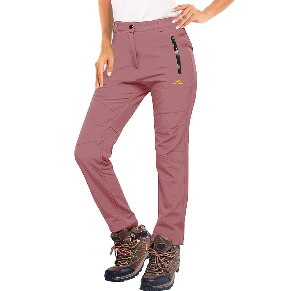 MAGCOMSEN Women's Ski Pants Winter Fleece Lined Waterproof Warm Snow Trekking Hiking Pants Outdoor Trousers Female