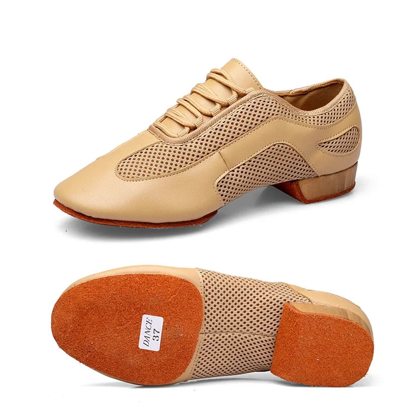 Latin Dance Shoes Adult Men Women Skin Tone Patent Leather Professional Soft Teacher Shoes Square Dance Shoes Ballroom Big Size