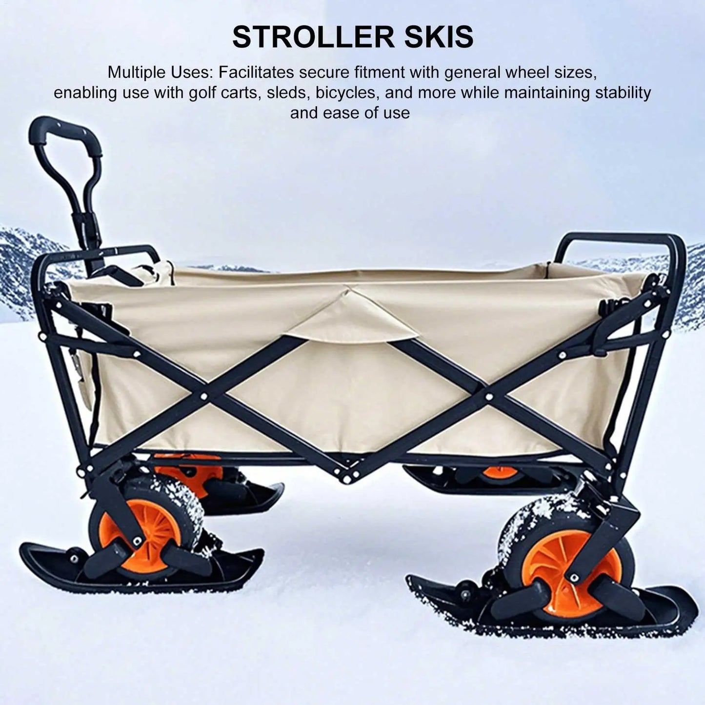 Ski Board Sled 2 in 1 Outdoor Winter Snowboards Stroller Skis Glider Snowboards for Cycling Bicycle Jogging Sports Outdoor Paths