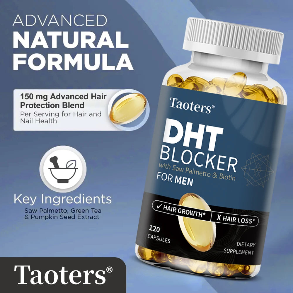 DHT Blocker Hair Growth Supplement - High Potency Biotin & Saw Palmetto for Hair Regrowth, Promote Urinary Tract Function