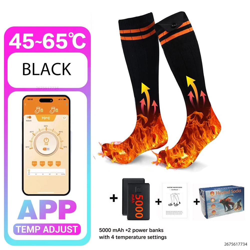 Heated Socks Winter Rechargeable 5000mah Electric Heated Skiing Socks Women Men Outdoor Skiing Socks Sports Foot Warm Equipment