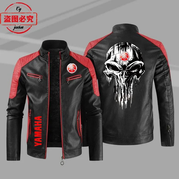 European Size Yamaha Motorcycle Logo Printed Riding Suit PU Leather Jacket Autumn/winter Men's Jacket Racing Suit Workwear
