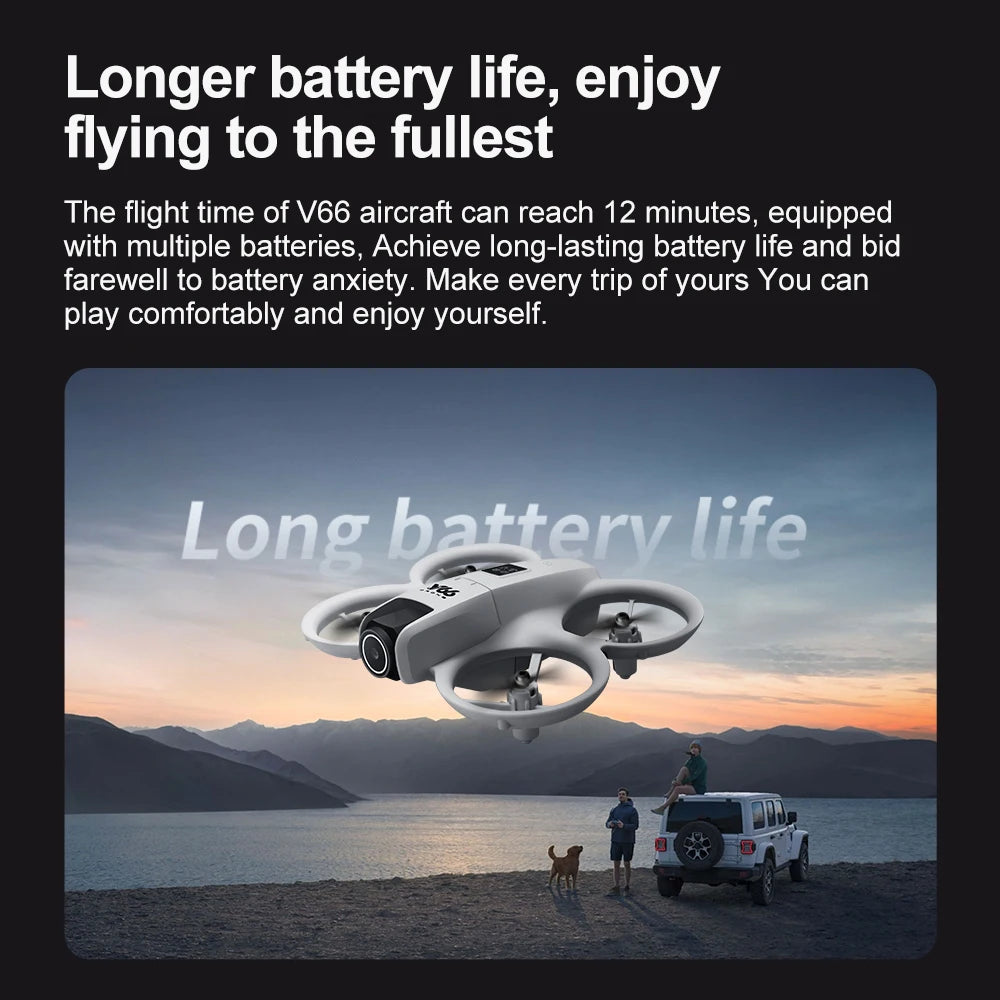 V66 Mini Drone 4K Profesional Dual Camera Headless Mode Obstacle Avoidance WiFi FPV Dron 360° Flip RC Quadcopter Toys for Kids