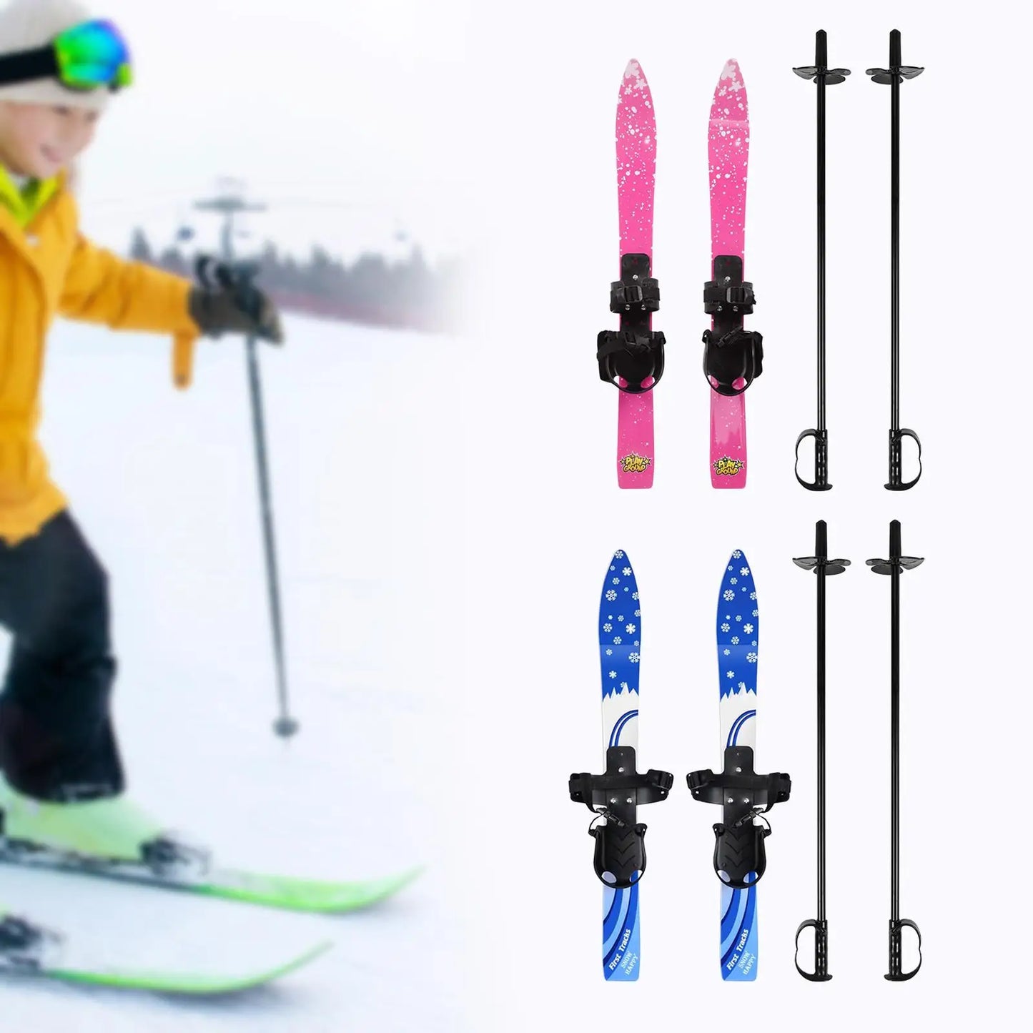 Snowblades Short Skis with Ski Poles with Bindings Snowboard Ski Board Sporting