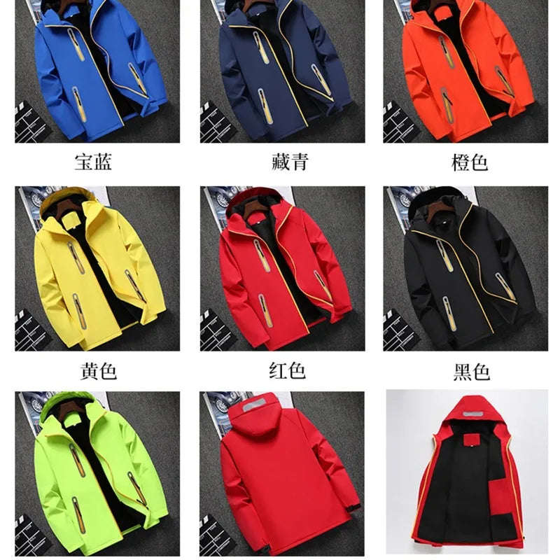 Unisex Fleece Lined Solid Color Jacket, Plus Size Windproof Delivery Coat for Hiking, Custom Logo Winter Set