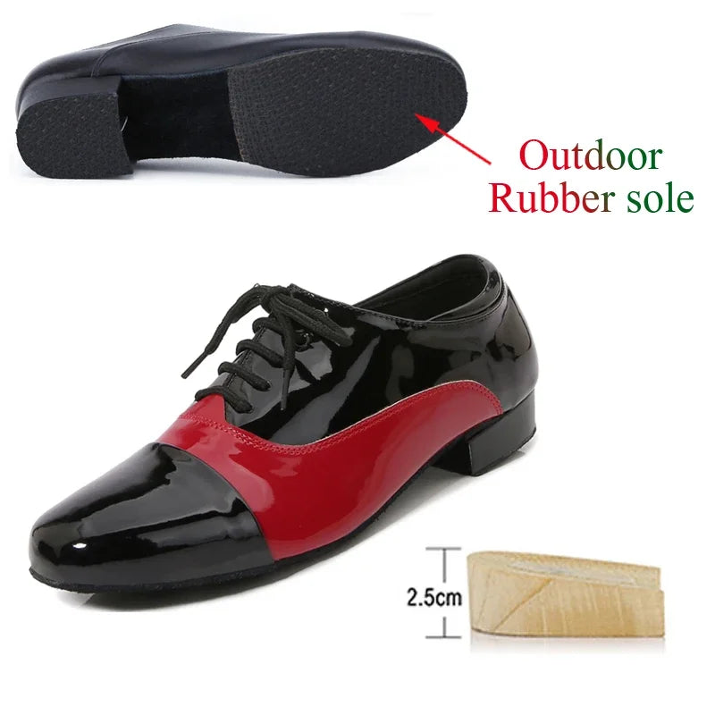 Men's Latin Dance Shoes, Classic Black and White Men's Dance Shoes, Modern Dance Performance Competitions, Sports Shoes