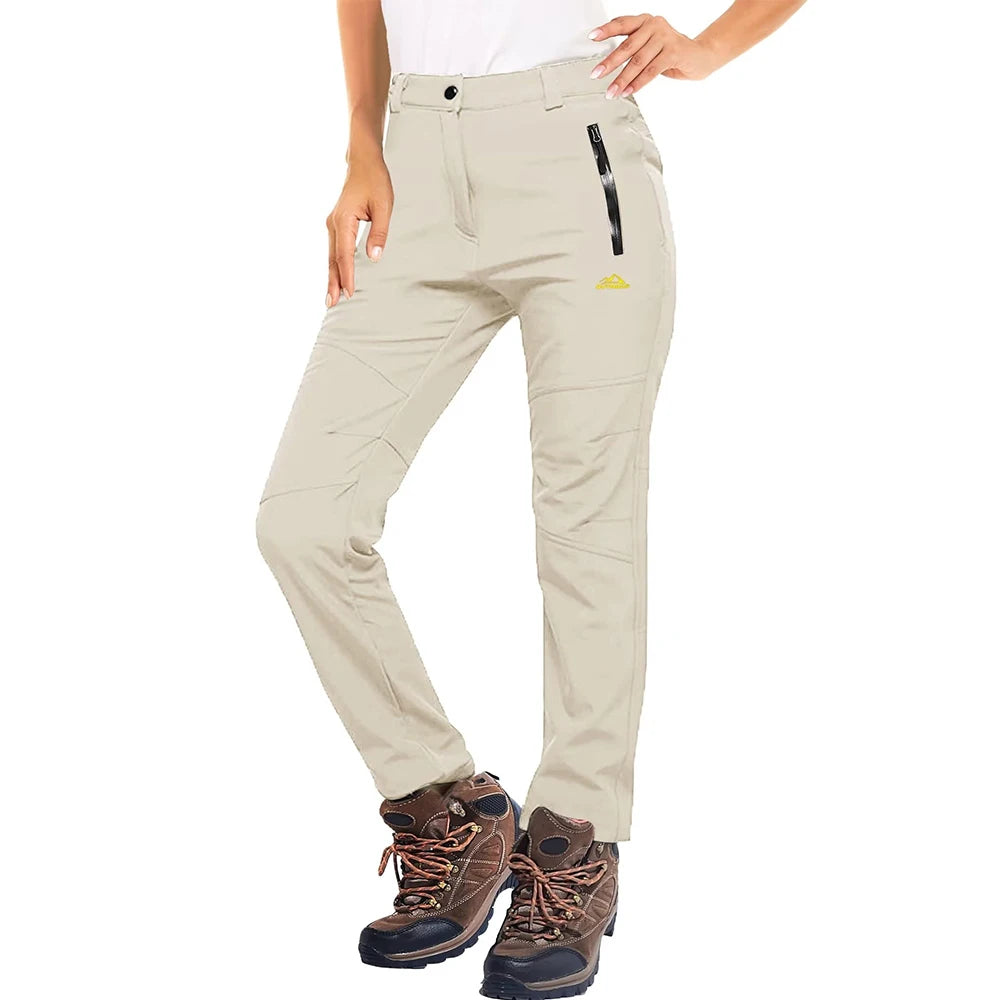 MAGCOMSEN Women's Ski Pants Winter Fleece Lined Waterproof Warm Snow Trekking Hiking Pants Outdoor Trousers Female
