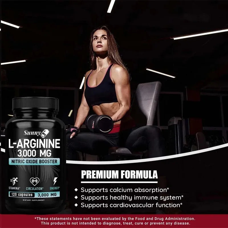 L-arginine Capsules 3000mg - Nitric Oxide Boosters - For Supporting Muscle Growth, Vascular Function And Energy