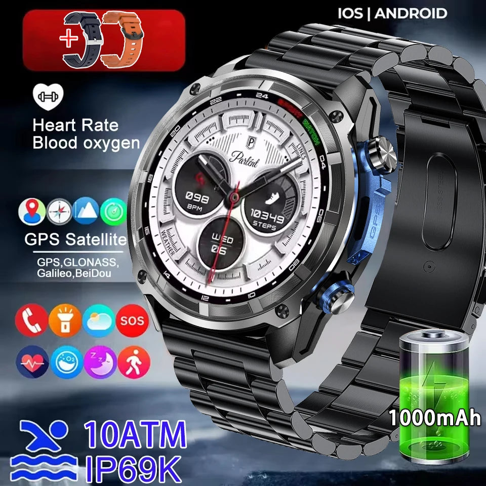 2026 Men GPS New Offline Map Smart Watch 10ATM Waterproof 4GB Route Navigation Clock 1000mAh Battery Outdoors Military Watches