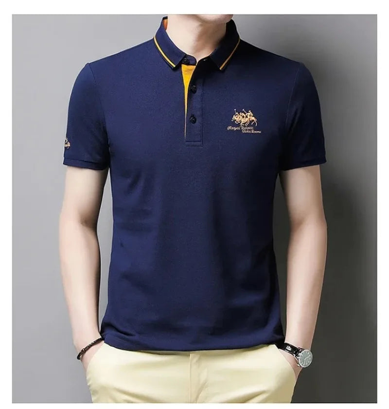 Summer Mens Short Sleeve Embroidered Polo Shirts Breathable Lightweight Shirt Luxury Top Casual Lapel T-shirt Men T Shirt Homme