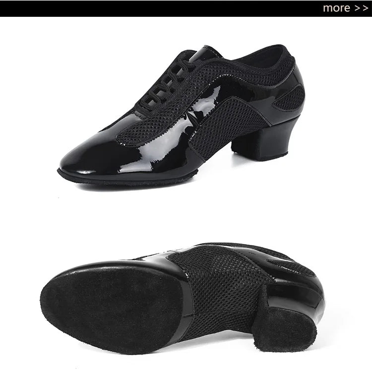 Latin Dance Shoes Adult Men Women Skin Tone Patent Leather Professional Soft Teacher Shoes Square Dance Shoes Ballroom Big Size