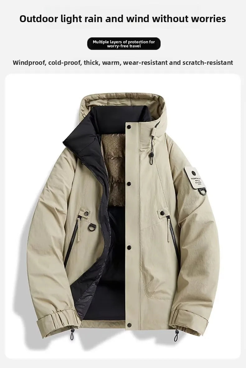 2025 New Men's Winter Coat Thickened and Warm Loose Cotton Jacket Outdoor Ski Jacket Padded Jacket