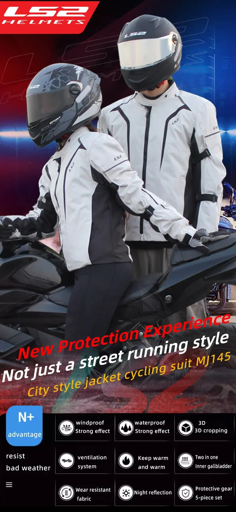 LS2 Original Motorcycle Jacket Winter Warm LS2 SEPANG Motocross Riding Jacket Men Women CE Anti-fall Waterproof Motorbike Jacket