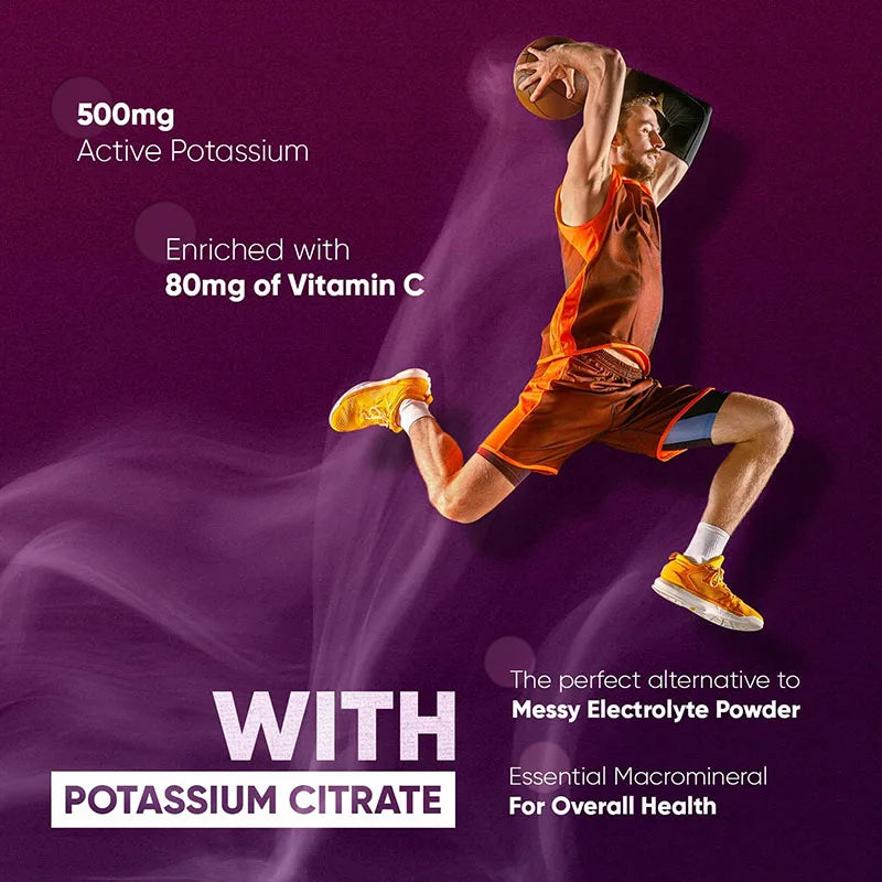 Potassium Citrate Supplements 1460mg - Contains Vitamin C To Help Maintain Normal Bone, Nerve and Immune System Function