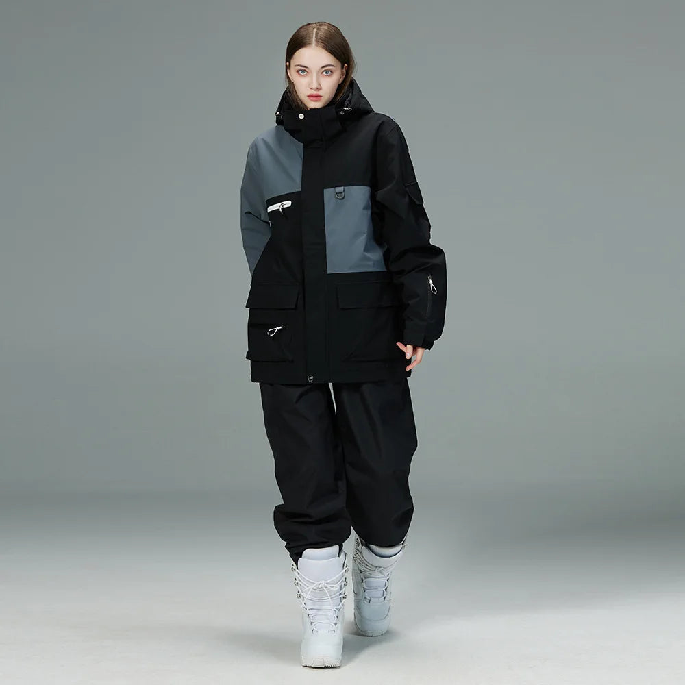 New Men Women Skiing and Snowboard Overalls Ski Suit Winter Thermal Waterproof Windproof Mountain Snowsuit Jacket and Pants Set