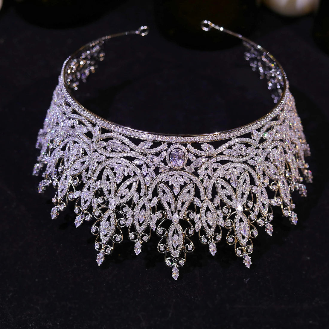 Luxury Miss Universe Queen Crown Crystal Big CZ Jewelry Tiara for Women Bride Hair Accessories Wedding Headdress Zircon Diadema