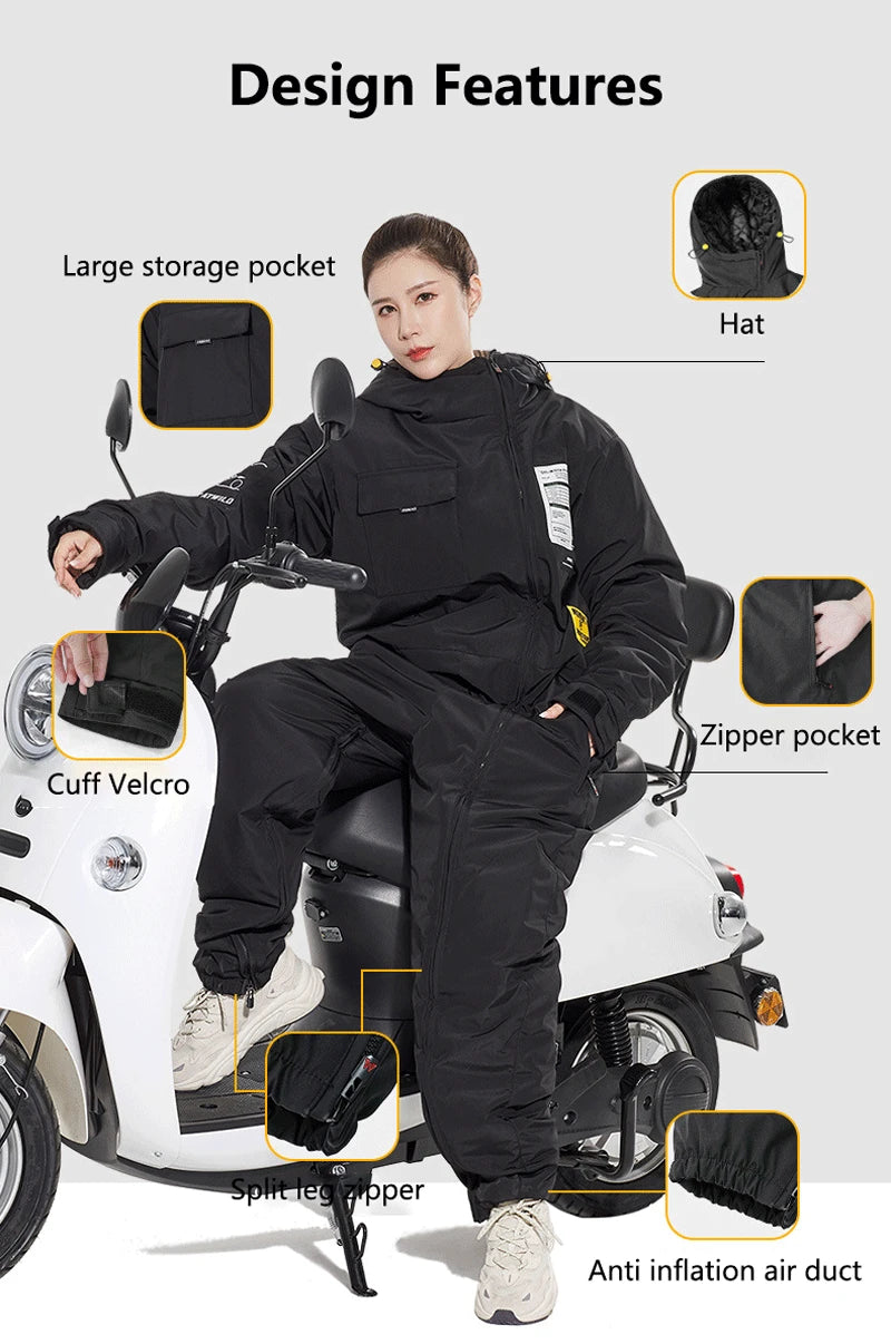 Motorcycle Riding Suit Windproof Plus Velvet Thickened Double-sided Waterproof Snowmobile Jacket Winter Warm Suit for Men Women