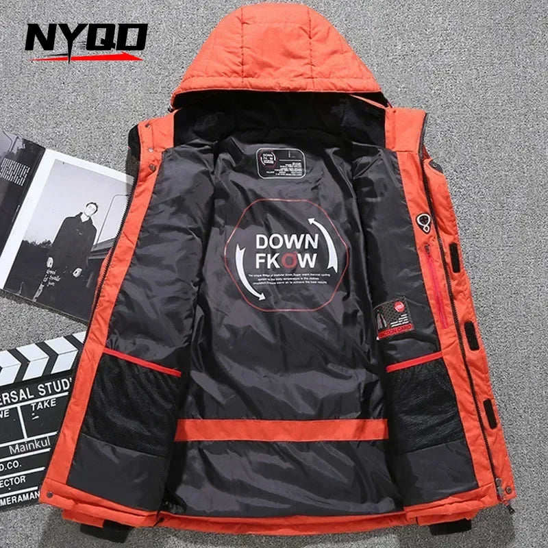 New Thermal Winter Skiing Down Jacket Ski Suit Men Snowboard Bibs Pants Warm Set Male Snowmobile Clothing for Wear Overalls
