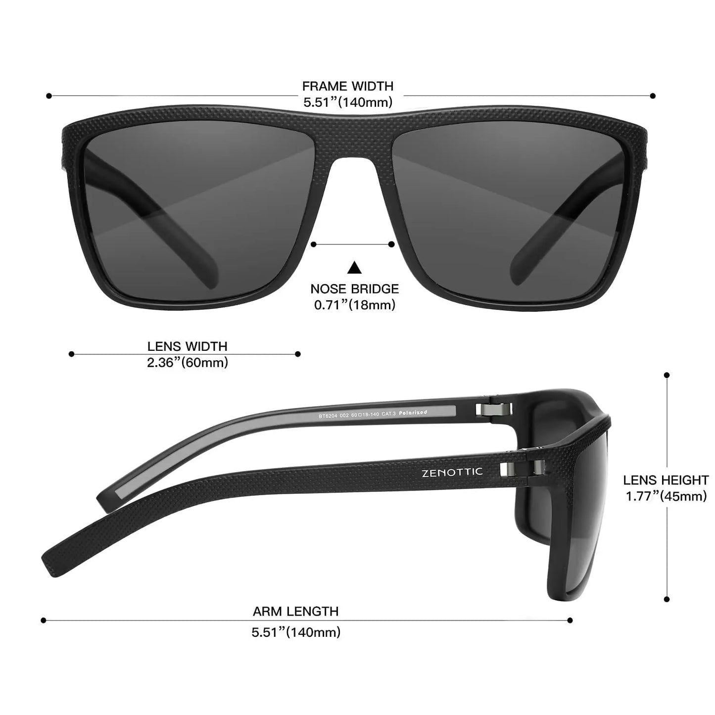 ZENOTTIC Retro Square Polarized Prescription Sunglasses Fashion Lightweight TR90 Progressive Optical Sun Glasses for Women Men