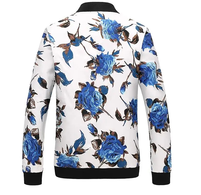 New Men Long Sleeved Baseball Collar Casual Sports Jacket Fashion Male Daily High Street Flower Coats
