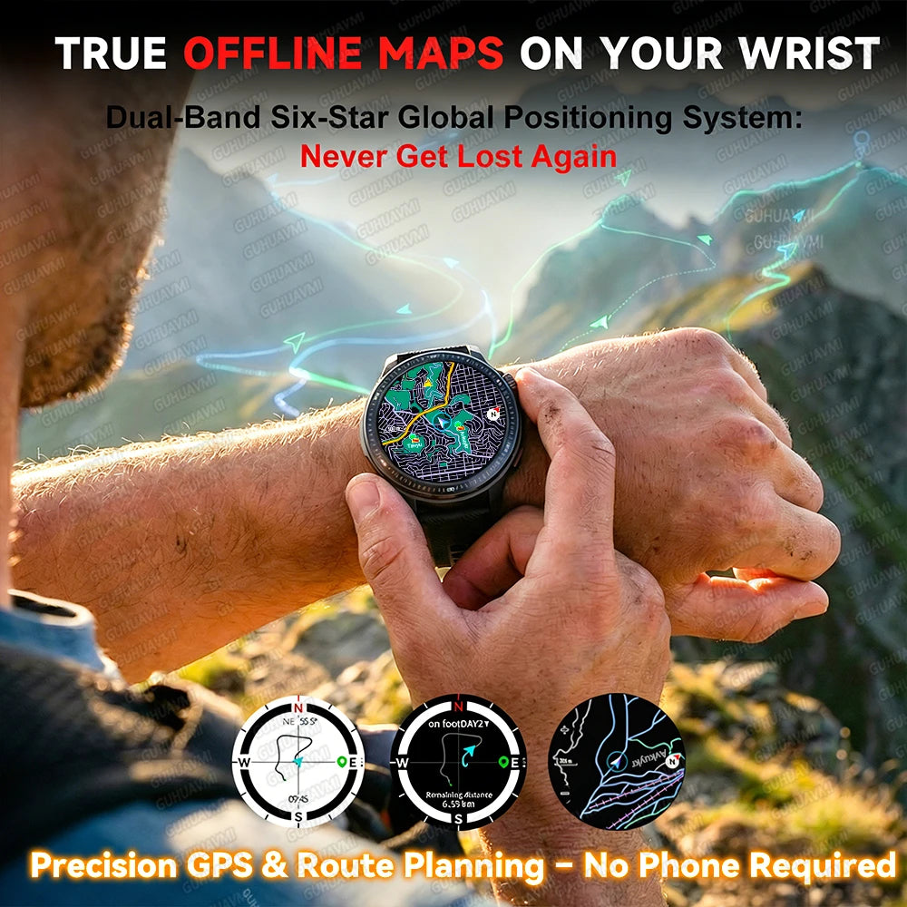 2026NEW GPS Offline Maps Sport Smart Watch Men 4GB Memory Music Video Player AMOLED 3D Menu Style Swim Waterproof Smart Bracelet