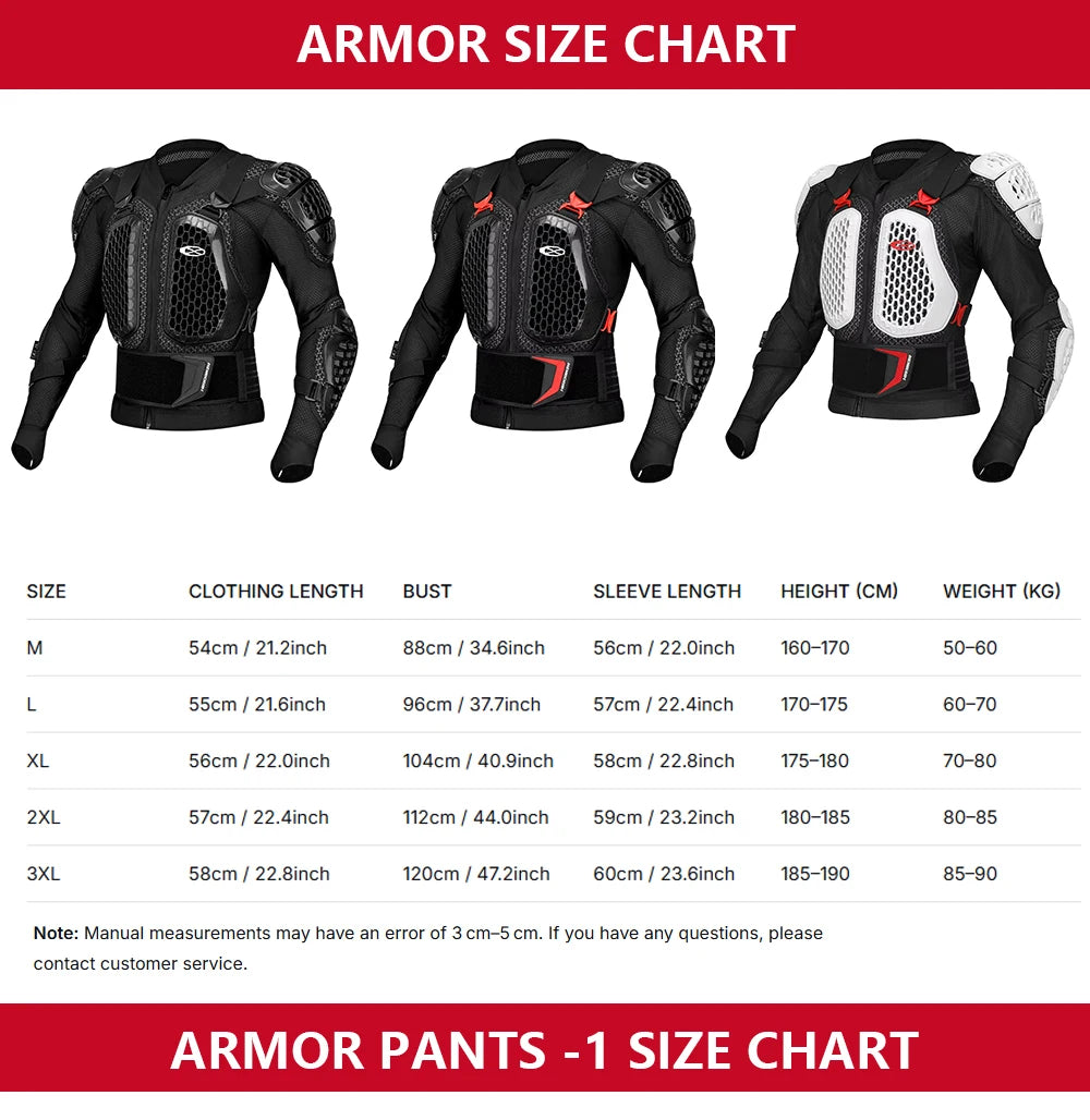 New Motocross Armor Jacket Off-Road Motorcycle Protection Gear Anti Crash Chest Back Padding Motorbike Jacket Pants CE Certified
