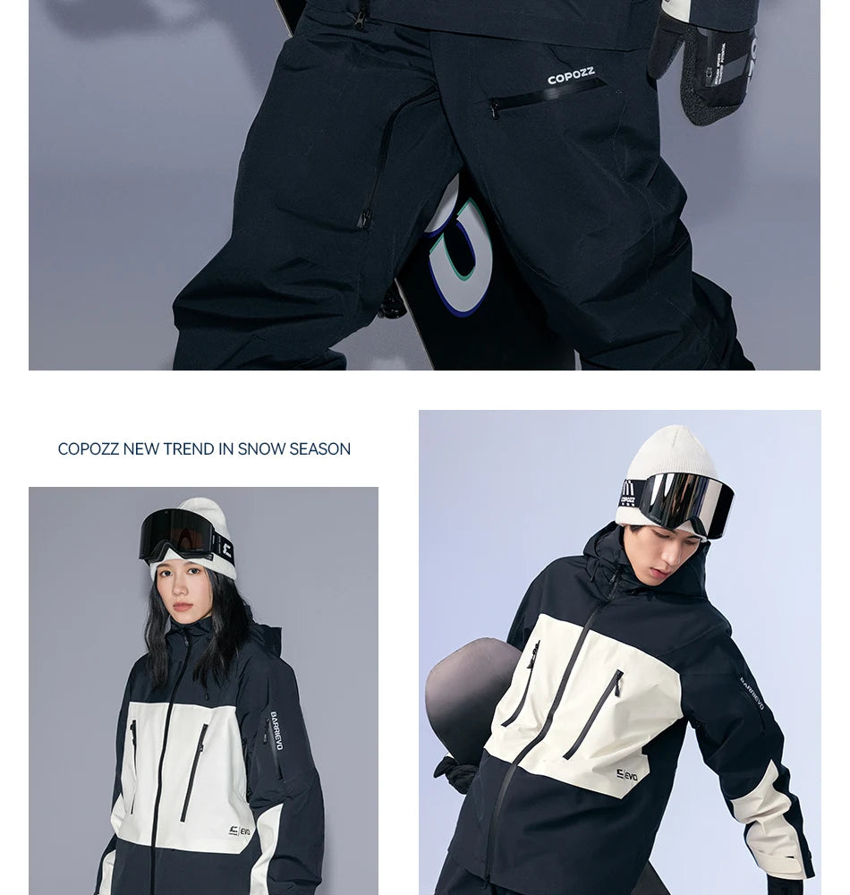 COPOZZ Ski Jacket Women Man Hooded Ski Wear Windproof Winter Overalls Hoodie Waterproof Outdoor Sports Clothing Snowboard