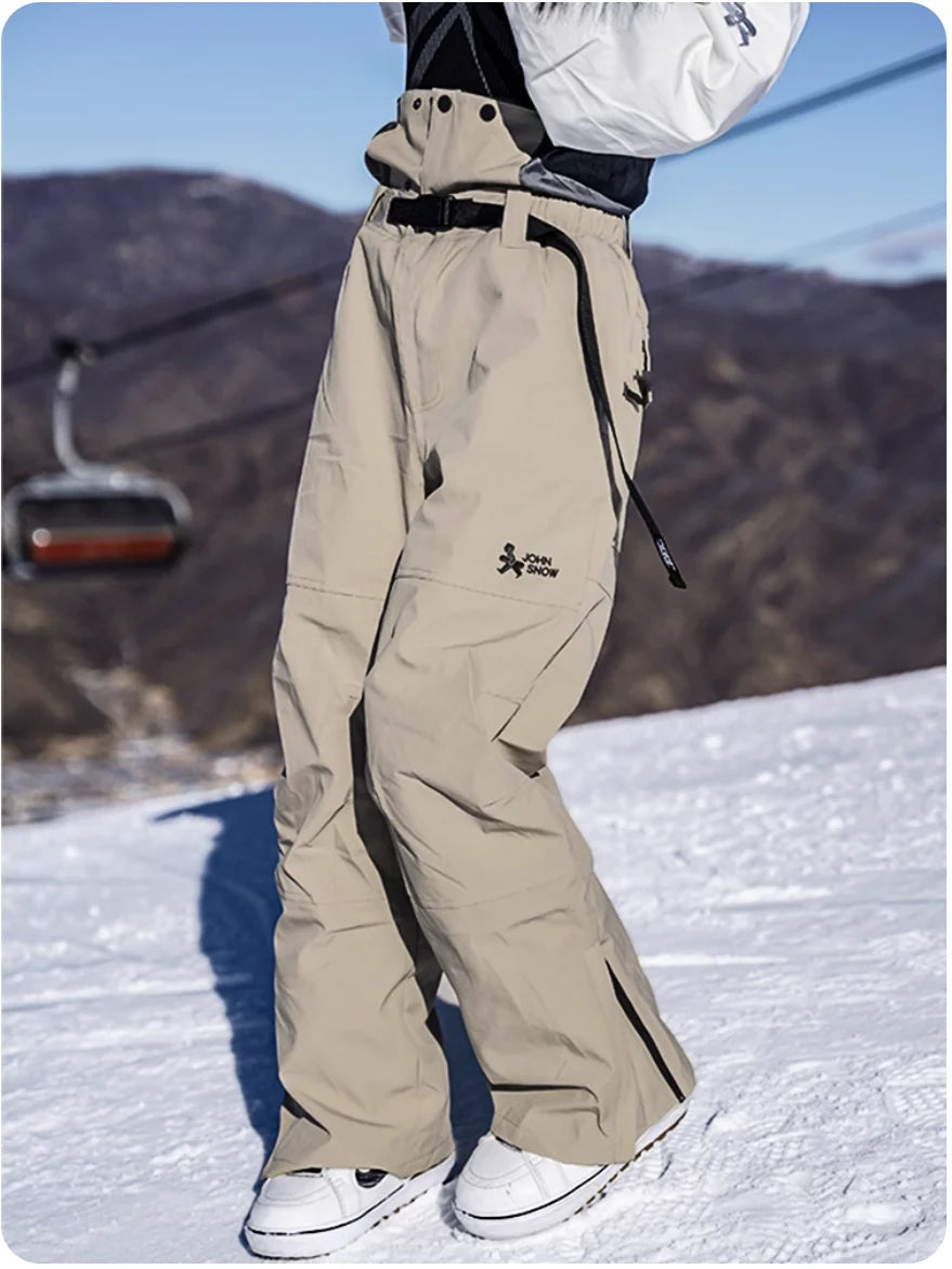 John Snow 2025 Unisex 3L Snow Pants Waterproof Windproof Insulated Cargo Wide-Leg Ski Pants for Men & Women Outdoor Snow Sports