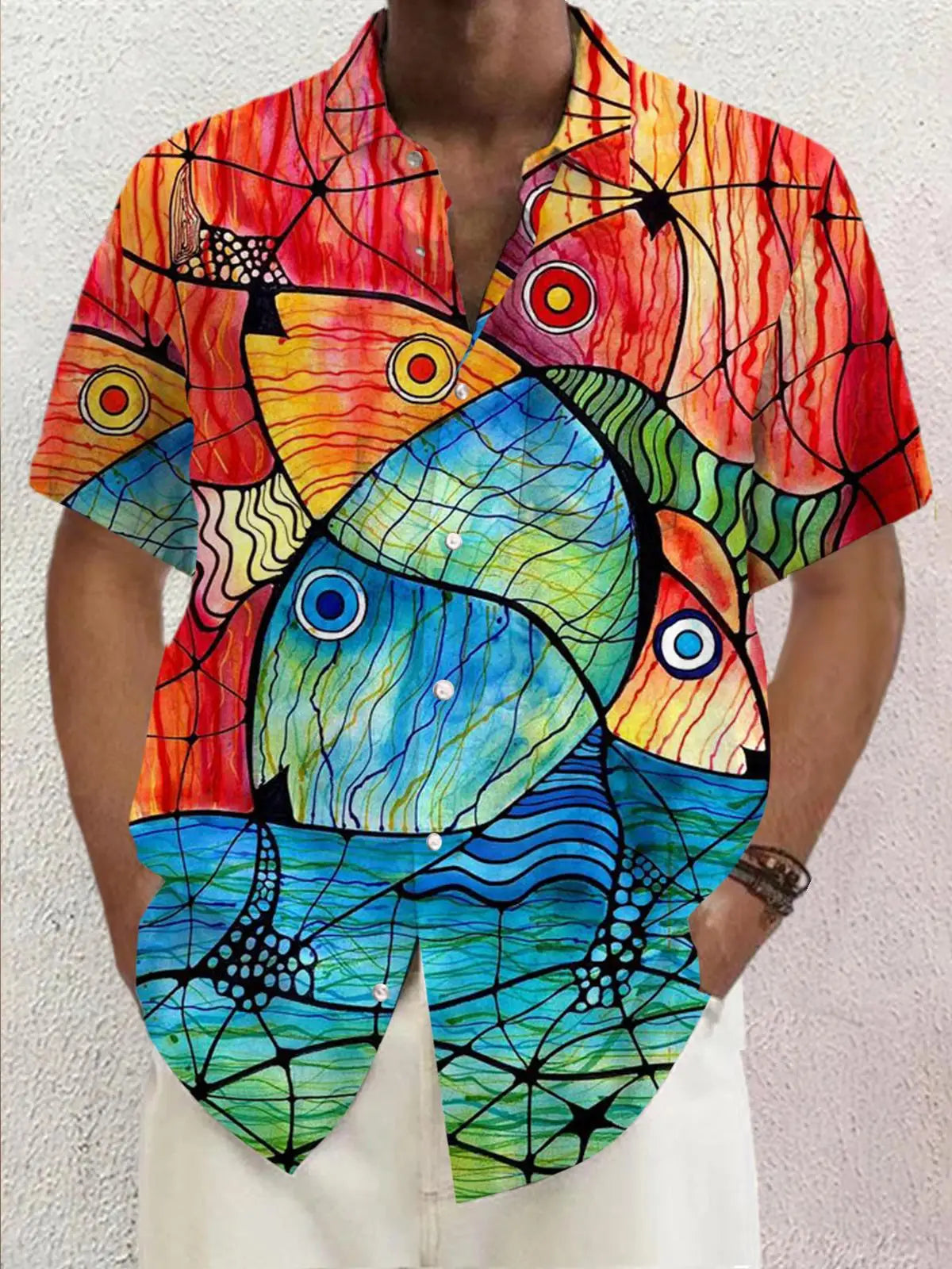 New Hawaii Spring/Summer Fashion Leisure Street Walk Tourist Beach Printed Full Open Short Sleeve Button Shirt, Quick Shipping