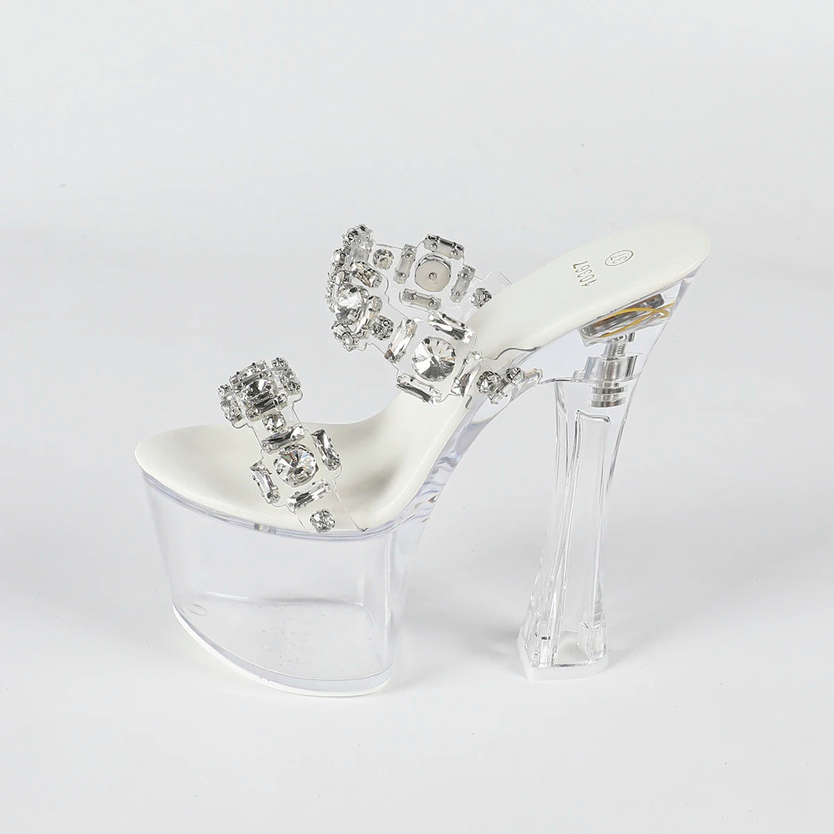Summer PVC Transparent Slippers Designer 2025 new Women Clear Platform 18CM Super High Heel Slides Sandals Nightclub Dance Shoes
