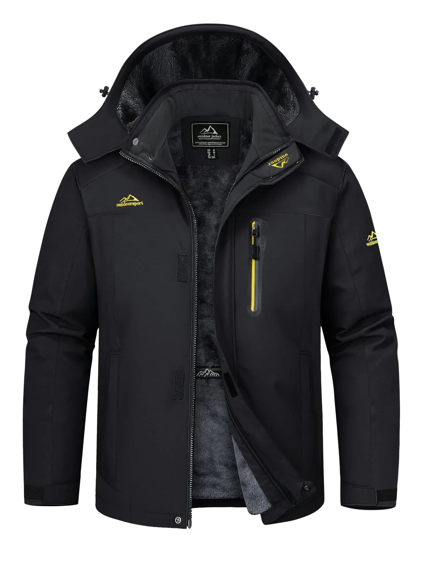 TACVASEN Winter Fleece Lining Jackets Waterproof Mens Ski Snowboard Parka Windproof Removable Hoodie Coats Casual Windbreaker