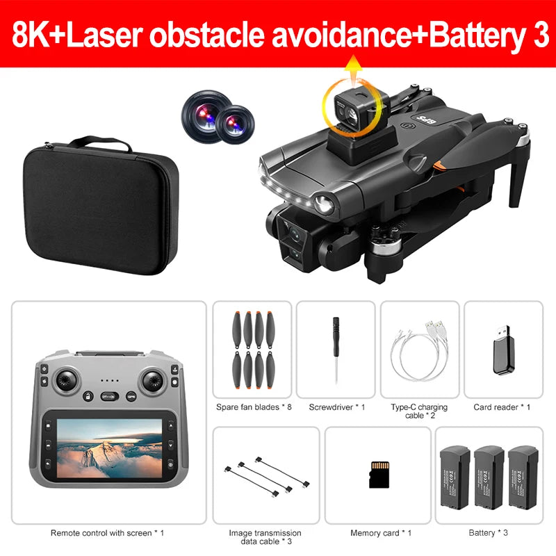 Original V198MAX GPS Drone 8K Professional Camera Aerial FPV Brush Laser Obstacle with Large Screen Remote Control Folding Dron