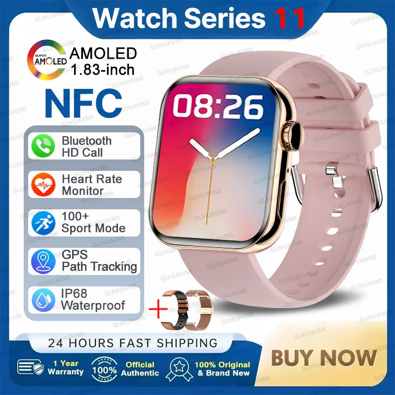 2026 New For iOS Watch Series 11 Smart Watch Ultra HD AMOLED GPS NFC Heart Rate IP68 Waterproof Sport Fitness Call Smartbracelet