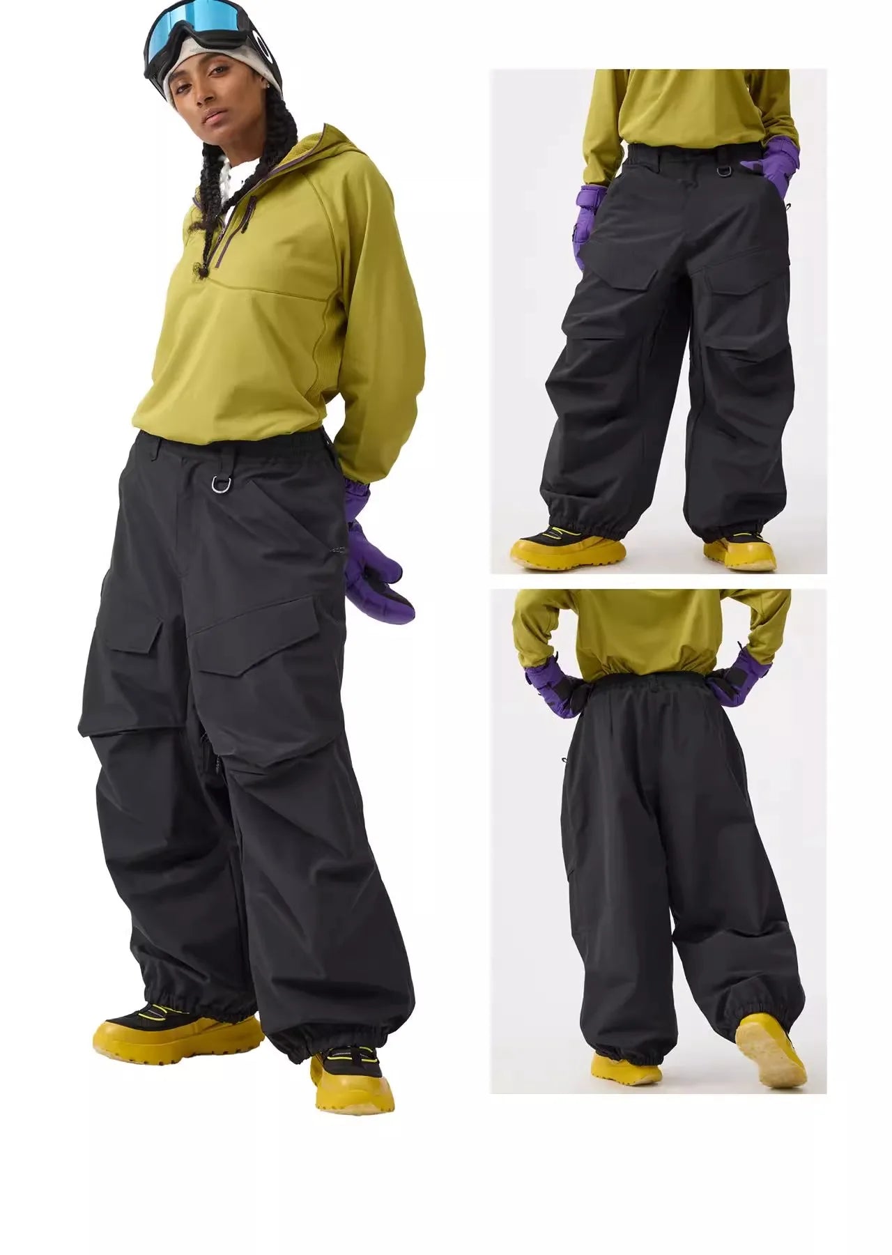Men Baggy Wear-resistant Skiing Pants Women Insulated Loose Pockets Winter Trousers Outdoor Sports Waterproof Clothes 2025 Warm