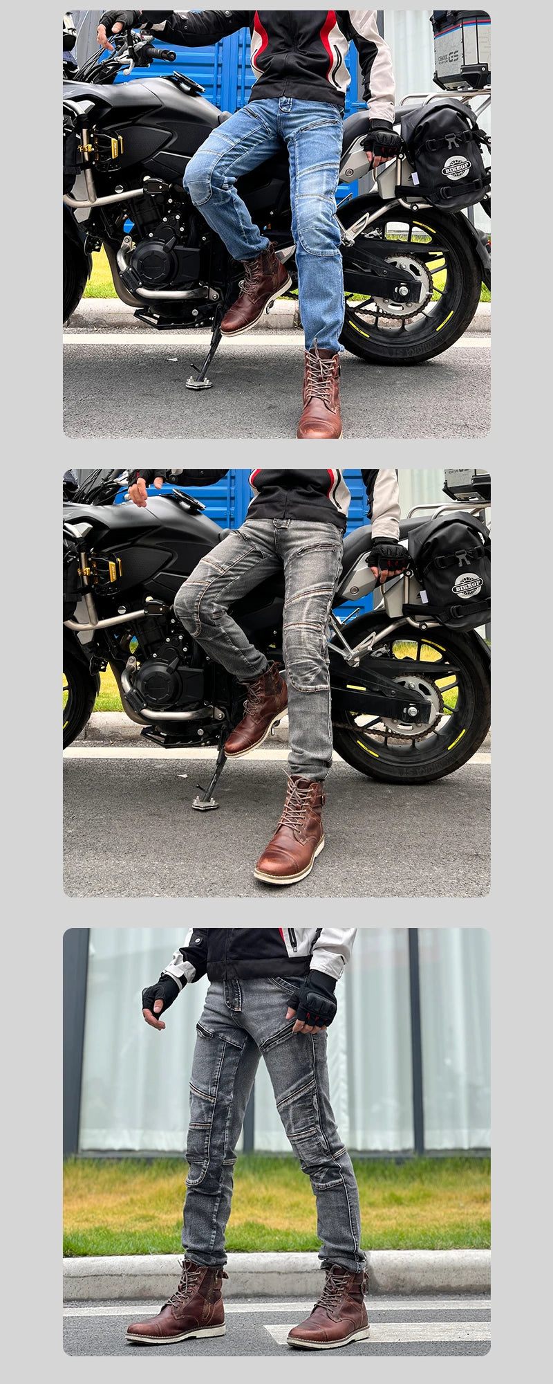 Men Moto Jeans Motorcycle Pants Protective Gear Touring Motorbike Trousers Motocross Pants CE Protective Gear Stretch Jeans