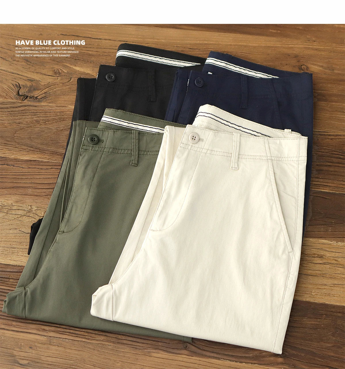 Summer thin straight leg pants American retro Chino simple beige white elastic black casual pants men