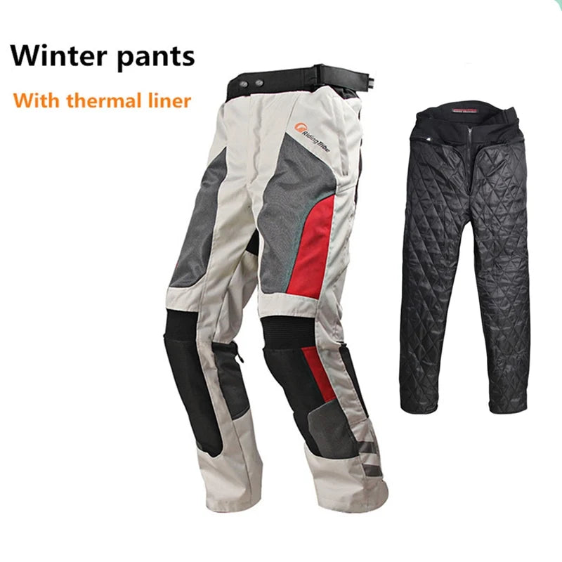 Motorcycle Pants Summer Breathable Winter Warm Motorbike Riding Protective Waterproof Trousers with free Liner and Kneepads HP12