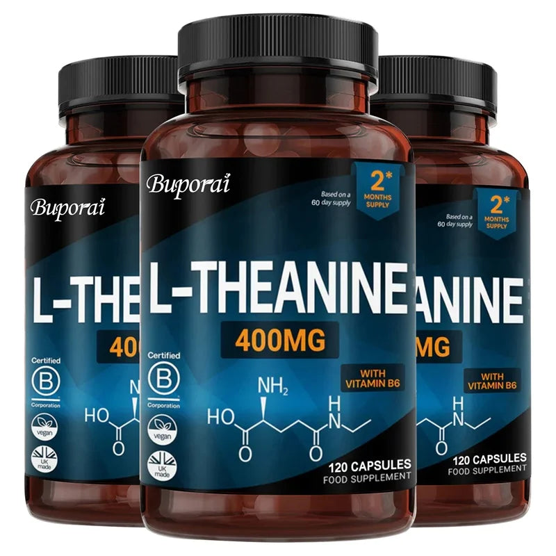 L-Theanine 400MG - Supports Relaxation, Relieves Stress and The Nervous System, Reduces Fatigue, and Promotes Energy Production