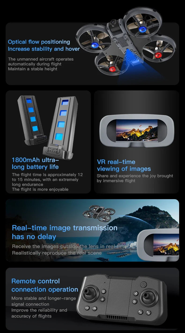 X226 Screen VR Control Drone 4K Professional Camera HD Aerial Photography Dual-Camera Omnidirectional Obstacle Avoidance Drone