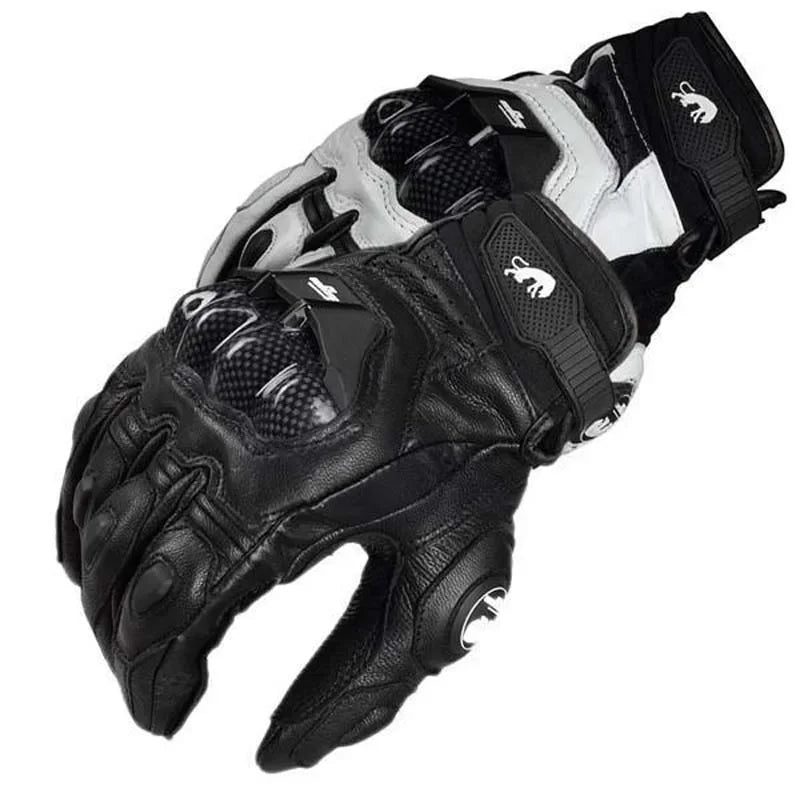 Mens Women 4 Season Driving Supertech Black/White Motorcycle Leather Gloves Racing Glove Motorbike Cowhide Race Bike Knight