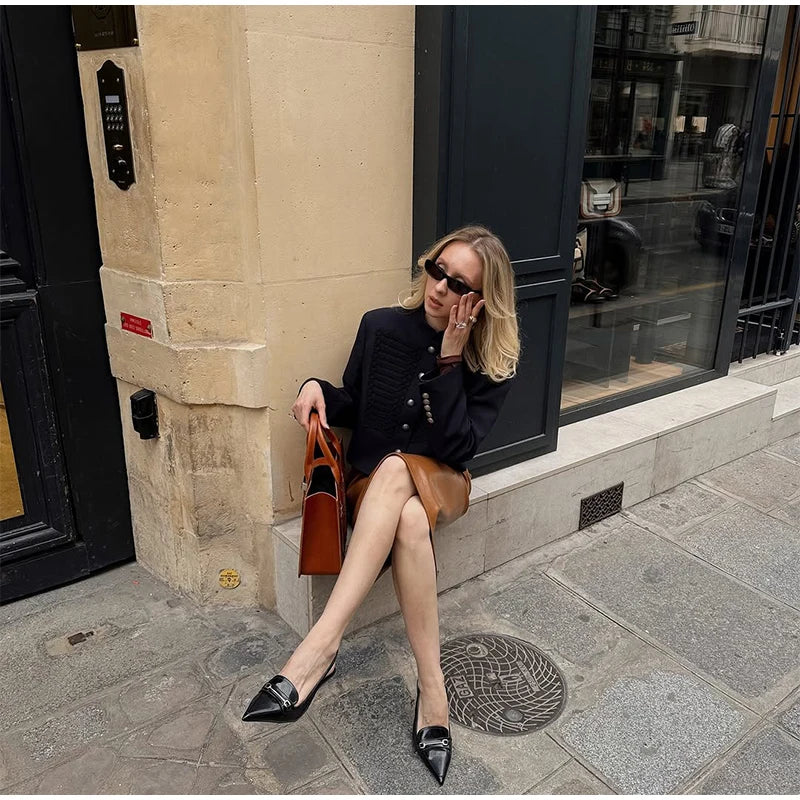 Unique Oblique Button Military Jacket Women Vintage Asymmetry Cropped Napoleon Jackets Lady New Fashion Street Spring Outwear