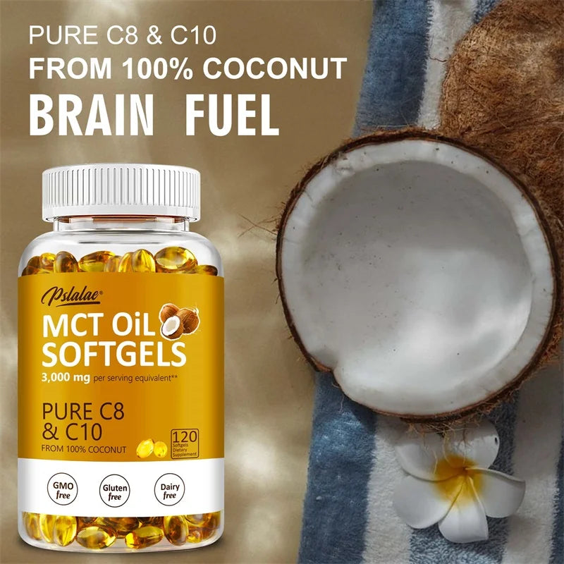 MCT Oil Softgels - Supports Energy and Mental Clarity, Fat Burning, Appetite Suppressant, Improves Digestion