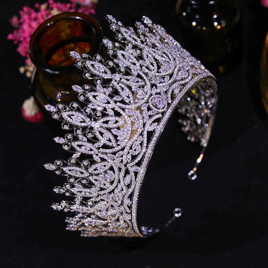 Luxury Miss Universe Queen Crown Crystal Big CZ Jewelry Tiara for Women Bride Hair Accessories Wedding Headdress Zircon Diadema