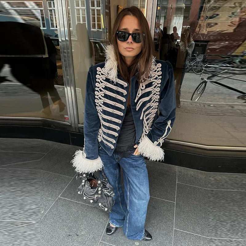Chic Fur Patchwork Women's Jacket Full Sleeve Single-Breasted O-Neck Loose Lady Jackets 2026 Spring New Female Street Coats New